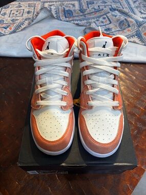 Nike White and Orange High-Top Sneakers